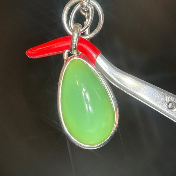 Green Stone Drop Earrings - Picture 2 of 4